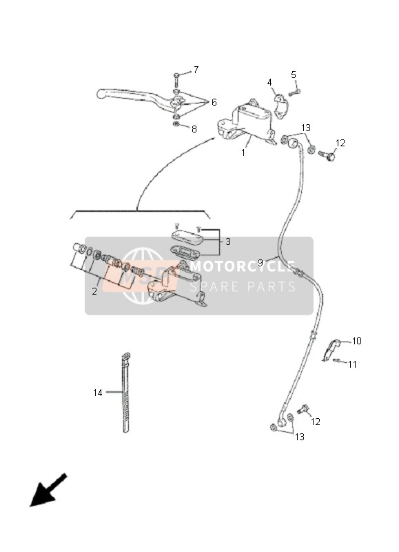 Yamaha TZR50 2006 Front Master Cylinder for a 2006 Yamaha TZR50